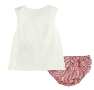 Red Gingham Apple Applique
Sleeveless Top and Bloomers - Image #3