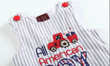 Load image into Gallery viewer, Gray and White All American Boy Overalls - Image #3
