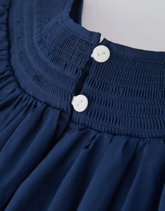Christmas Navy Blue Nativity Smocking Embroidered Dress-Ships 10/15