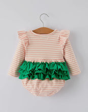 Load image into Gallery viewer, Christmas Tree Smocked Embroidery Stripe Baby Girls Romper-Ships 10/10
