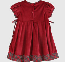 Load image into Gallery viewer, Preorder ETA 8/15-9/15-Red Velour and Christmas Plaid Bow Dress - Image #2
