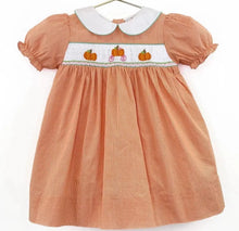 Load image into Gallery viewer, Smocked Pumpkin Dress with matching bloomers - Image #1
