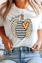 Load image into Gallery viewer, Hello Fall Striped Leopard Pumpkin Graphic Tee - Image #1
