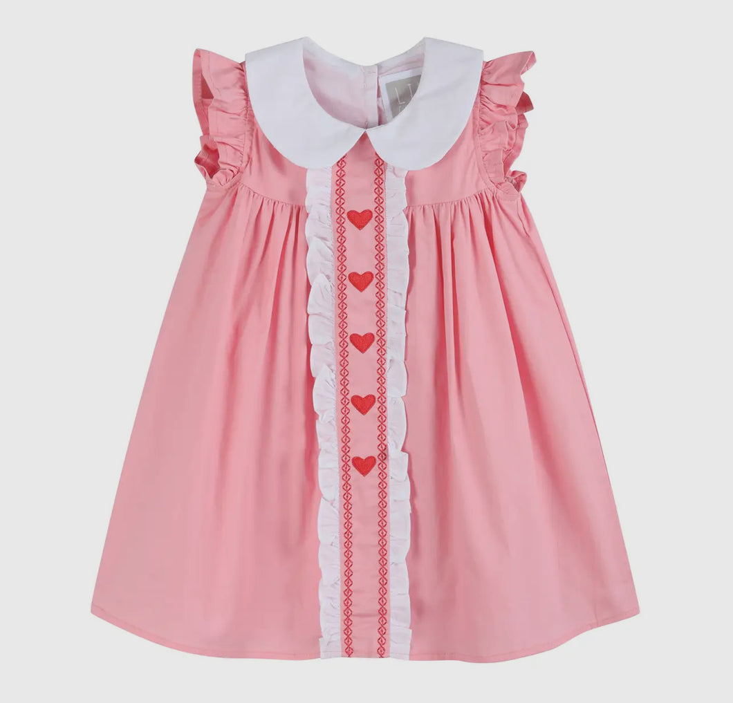 Preorder by 9/30-Pink and Red Heart Ruffle Dress-Ships by 12/28