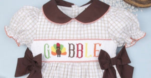 Turkey Hand Smocked Baby Girl Dress