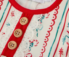 Load image into Gallery viewer, Christmas Baby Girls Romper Stripe Print One-Piece with Ruffle Trim
