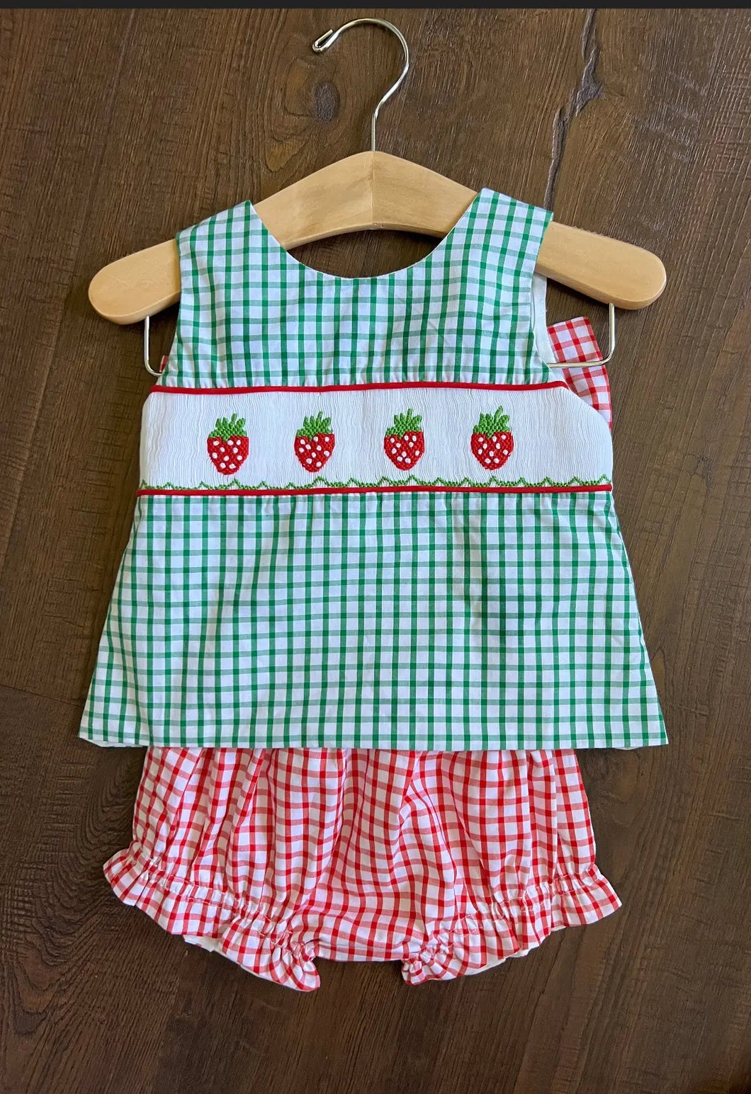 Strawberry Hand Smocked Girl Set Clothing - Image #1