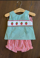 Strawberry Hand Smocked Girl Set Clothing - Image #1