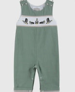 Preorder ETA 7/15-8/15-Sage Green Mallard Smocked Overalls - Image #1