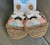 Easter Egg Basket Soft Pastel Seed Bead Earrings
