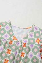 Load image into Gallery viewer, Geometric Floral V-Neck Layered Flutter Sleeve Blo
