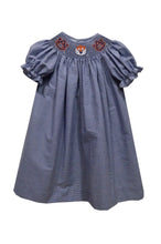 Load image into Gallery viewer, ETA 6/1-Auburn Tigers Smocked Navy Gingham Short Sleeve Bishop Dress - Image #2
