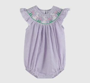 Light Purple Seersucker Bunny
Smocked Romper