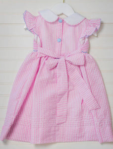 Girls Smocked Cross Seersucker Dress