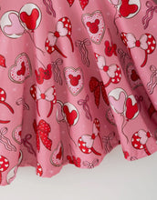 Load image into Gallery viewer, Toddler Girls Valentine Party Pink Dress - Red Bow Heart Print Outfit
