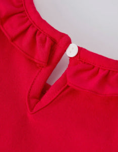 Christmas Smocked Embroidery Girls Dress with Pink Ribbon Ties