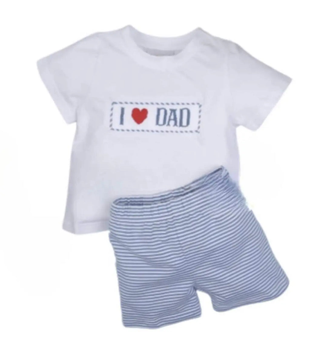 I Love Dad Hand Smocked Boy Set - Image #1