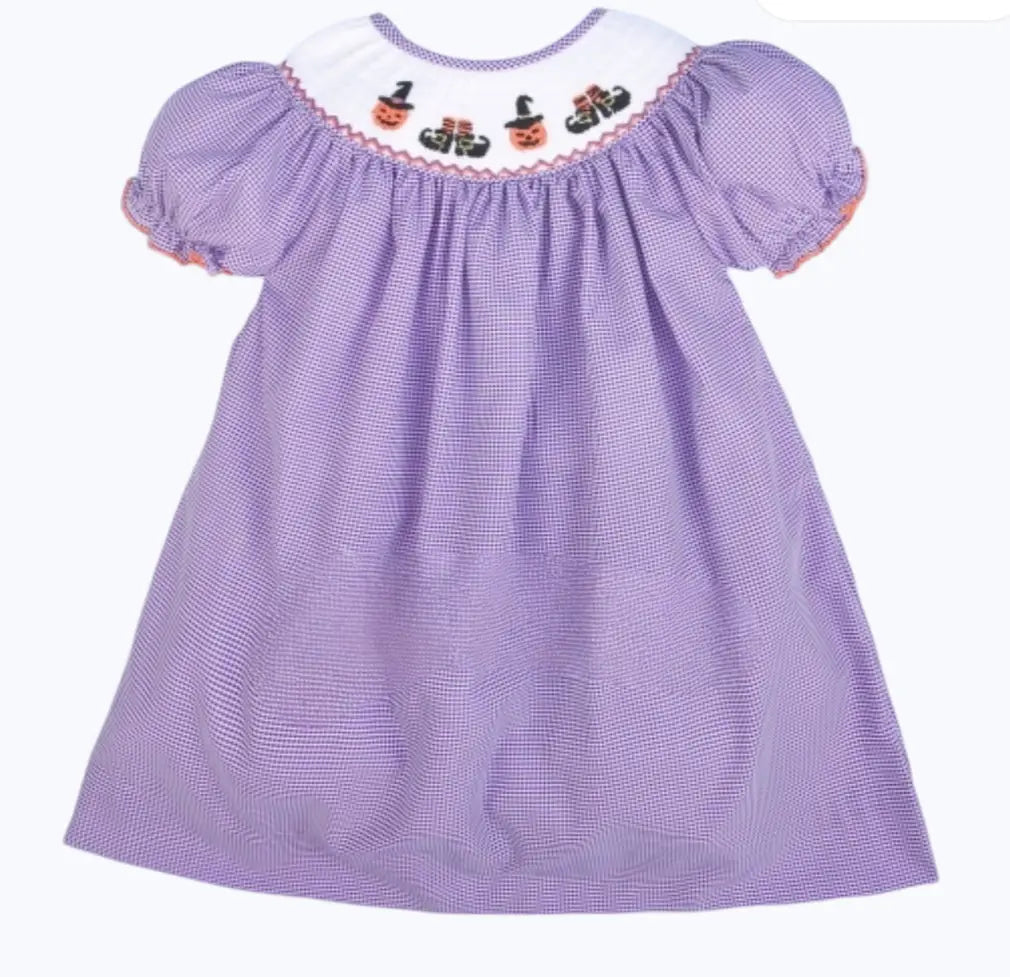 Halloween Smocked Bishop Dress - Image #1