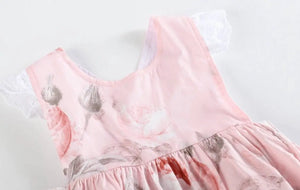 Vintage Pink Rose Angel Sleeve Bubble Romper - Image #4