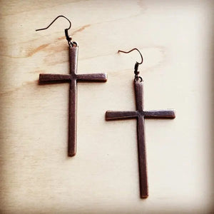 Copper Cross Earrings - Image #1