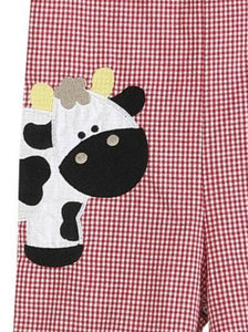 Red Gingham Cow Applique Shortall - Image #2