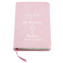 Load image into Gallery viewer, Let&#39;s Make Memories Personalized Baptism Baby Bible – Religious Gift for Faith Milestone – Pink Bible – Customize with Any Message
