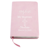 Let's Make Memories Personalized Baptism Baby Bible – Religious Gift for Faith Milestone – Pink Bible – Customize with Any Message