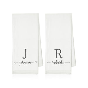 GiftBud Personalized Couple Towels - Monogrammed Hand Towels for Bathroom, Gym & Decor - Perfect for Couples Friends (Style 2)