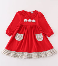 Load image into Gallery viewer, Maroon cotton french knot girl dress
