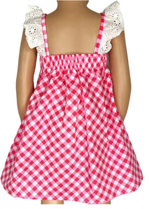 Gingham Eyelet Ruffle Summer Party Dress - Image #2