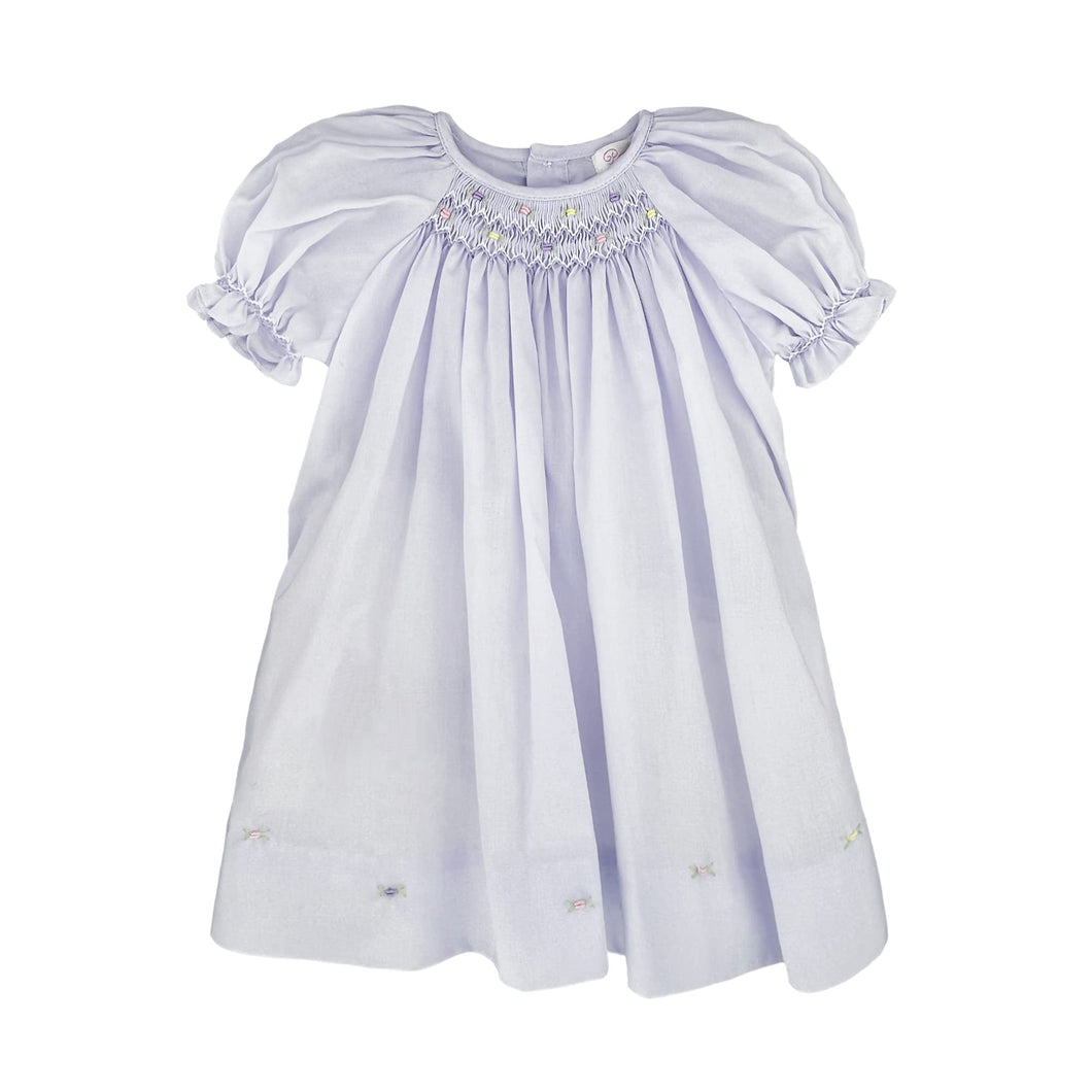 Petit Ami Baby Girls' Daydress with Embroidered Hem, Lavender, Preemie-9 months