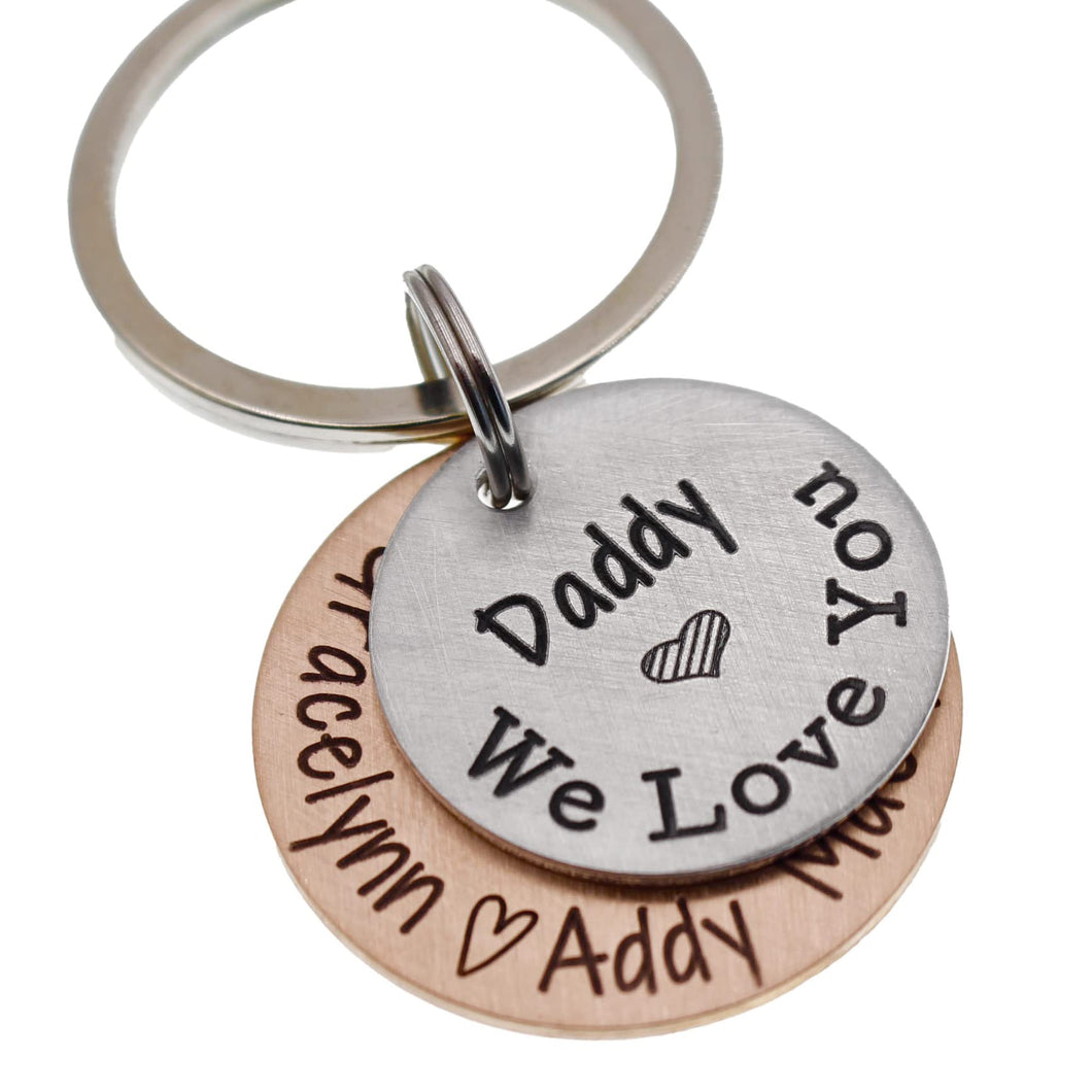 Personalized Father's Day Keychain - Gift for Dad or Grandpa - Mixed Metal Key Chain