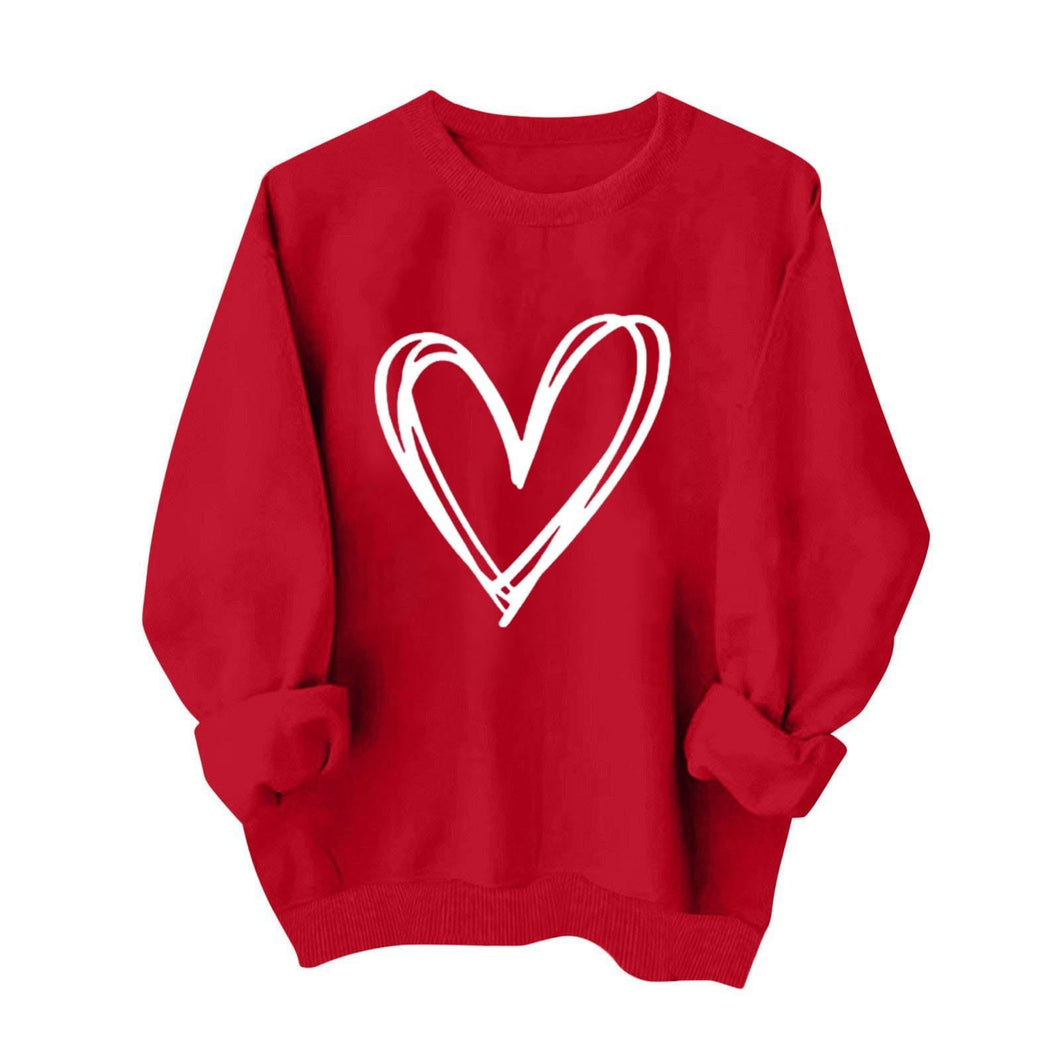 FAIOROI Valentines Shirt for Women Causal Heart Print Graphic Long Sleeve Oversized Blouse Tops Plus Size Crewneck Sweatshirt Womens Valentines Gifts Valentines Day Shirts Women 2025 Red L