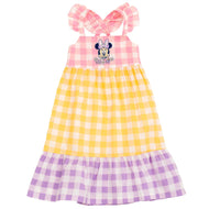 Disney Minnie Mouse Big Girls Gingham Dress Pink/Orange/Purple