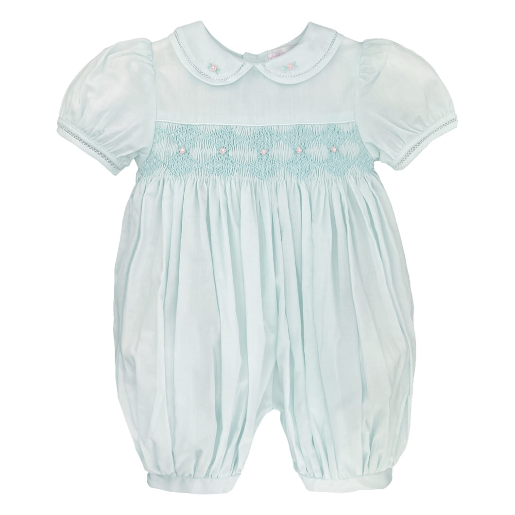 Petit Ami Baby Girls’ French Bubble with Diamond Smocking, 3 months-9 Months, Mint