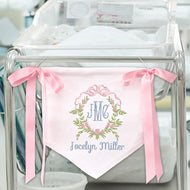 Chikky EMBROIDERED Name Baby Banner, Baby Flag with Monogram Name, Personalized Baby Name Sign, Customizable Baby Name, Baby Announcement Sign for Hospital (02)