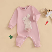 Load image into Gallery viewer, Easter Baby Boy Girl Outfit Embroidery Bunny Rompers Bunny Tail Jumpsuit Unisex Newborn Infant Easter Clothes (Pink, 0-3 Months)
