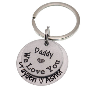 Personalized Father's Day Keychain - Gift for Dad or Grandpa - Mixed Metal Key Chain