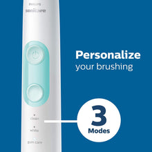 Load image into Gallery viewer, Philips Sonicare ProtectiveClean 5300 Rechargeable Electric Toothbrush, with Pressure Sensor, 3 Cleaning Modes, SmarTimer and QuadPacer, with 2 Bonus Brush Heads, Travel Case, Black, Model HX6423/34
