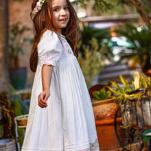 Load image into Gallery viewer, JannyBB Girl Dress, Pink Hand Embroidered Floral Heirloom, Baptism Gown for Girls, Wedding Flower Girl Dress, White Long Dress for Girls (US, Age, 12 Months-size 12 New Pink)
