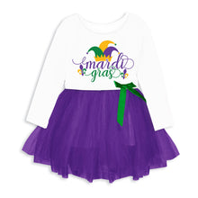 Load image into Gallery viewer, Toddler Mardi Gras Jester Hat Outfits Festival New Orleans Holiday Dress Fleur De Lis Dresses 2-3T
