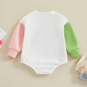 FOCUSNORM Newborn Girl Clothes Toddler Baby St. Patrick'S Outfit Long Sleeve Ireland Festival Romper Four Leaf Clover Romper (St. Patrick's Pink, 6-12 Months)