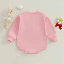 Load image into Gallery viewer, Newborn Baby Boy Girl Easter Outfit Embroidery Bubble Romper Sweatshirt Infant Easter Bunny Clothes (Light Pink, 0-3 Months)
