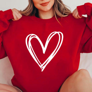 FAIOROI Valentines Shirt for Women Causal Heart Print Graphic Long Sleeve Oversized Blouse Tops Plus Size Crewneck Sweatshirt Womens Valentines Gifts Valentines Day Shirts Women 2025 Red L