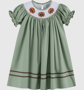 Preorder ETA 7/15-8/15-Sage Green Turkey Smocked Bishop Dress - Image #1