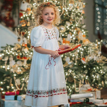 Load image into Gallery viewer, JannyBB Girl Dress, Red Hand Embroidered Floral Heirloom, Kids Holiday Dresses, Christening Gown for Girls, White Long Dress for Girls (US, Age, 12 Months-Size 12, red)
