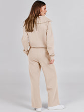 Load image into Gallery viewer, ANRABESS Women 2 Piece Outfits Sweatsuit Oversized Sweatshirt Sweatpants Tracksuit Sweat Lounge Matching Set 2024 Fall Trendy Apricot X-Small
