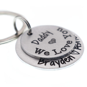 Personalized Father's Day Keychain - Gift for Dad or Grandpa - Mixed Metal Key Chain