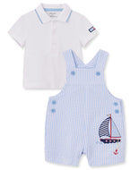 Little Me Baby Boys' 2-Piece Sailboat Shirt and Shortalls Set