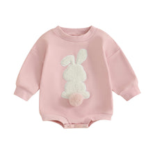 Load image into Gallery viewer, FOCUSNORM Easter Newborn Baby Girl Clothes Fuzzy Bunny Embroidery Romper Sweatshirt Bubble Jumpsuit Toddler Baby Girl Outfit (Easter Pink, 0-6 Months)
